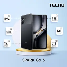 Мобільний телефон Tecno Spark Go 3 4/128Gb Ink Black (4894947105272) - мініатюра 2