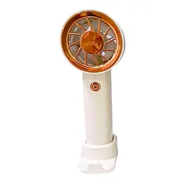 Портативний мінівентилятор Portable Fan з підставкою для телефона, біло-золотий, ручний вентилятор на акумуляторі