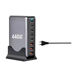 Зарядний пристрій XoKo 2xUSB-С PD100W + 3xUSB-С PD65W + 3xUSB QC18W 440W GaN (QC-400) - мініатюра 4