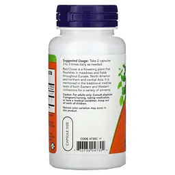 Натуральна добавка NOW Red Clover 375 mg, 100 вегакапсул - мініатюра 3