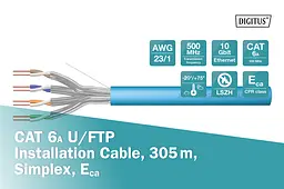 Кабель Digitus "віта пара" CAT 6A U-FTP, 305м, AWG 23/1, LSZH-1, Cca, синій - мініатюра 4