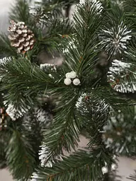 Сертифікована ялинка штучна пухнаста зі снігом і срібними шишками та перлинами YaLINKA КS15 150 см із високоякісного нешкідливого - мініатюра 3