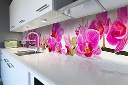 Кухонний фартух Рожева Орхідея для кухні наклейка ПВХ великі квіти Рожевий 60х300 см Happy Pocket Z180509