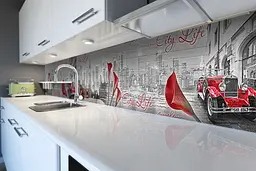 Кухонний фартух Міське життя вінілова наклейка ПВХ місто квіти кали Сірий 60х300 см Happy Pocket Z180721 - мініатюра 6