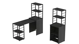 Стіл-тумба трансформер Смарт 3/1 з етажеркою Ferrum-decor 1430x1450x500 Чорний метал ДСП Сосна Кембра 16 мм (FRD-105111) - мініатюра 6
