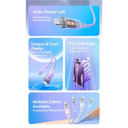 Кабель Baseus Explorer Series Fast Charging Cable with Smart Temperature Control Cable Type-C to Lightning 20W 1m CATS010205 Purpl - мініатюра 7