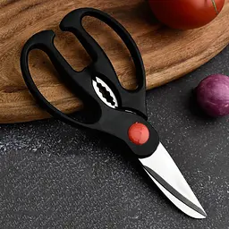 Кухонні ножиці секатор для м'яса птиці та риби з фіксатором 20 см, Kitchen Master Червоний 86602 - мініатюра 8