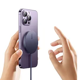 Бездротовий зарядний пристрій Baseus Simple Mini3 Magnetic Wireless Charger 15W Dusty Purple (CCJJ040205) - мініатюра 4