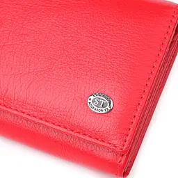 Яскравий жіночий гаманець на магнітах із натуральної шкіри ST Leather 23114 червоний - мініатюра 5