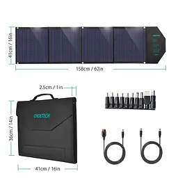 Сонячна панель Choetech 80W DC80W, 5V/2.4A USB + 5V/2.4A QC3.0 + USB-C PD3.0 30W, 158x41см - мініатюра 6