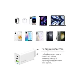 Зарядний пристрій ColorWay GaN Mini 65W PD Port PPS USB (USB-2C1A) white (CW-CHS058PD-WT) - мініатюра 12