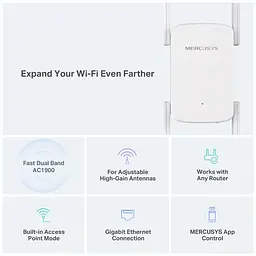 Повторювач Mercusys Wi-Fi сигналу ME50G AC1900 1хGE LAN ext. ant x4 - мініатюра 4