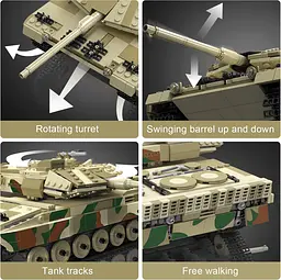 Конструктор танк   на радіокеруванні Mould King танк ЛЕОПАРД  LEOPARD  2 Tank  для дорослих та дітей військова техніка  1091 деталь - мініатюра 6
