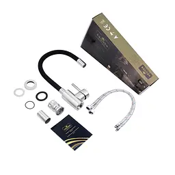 Змішувач для кухні з гнучким виливом Kroner KRP Edelstahl Klassisch - ESG035BLK CV024353 Хром матовий - мініатюра 8
