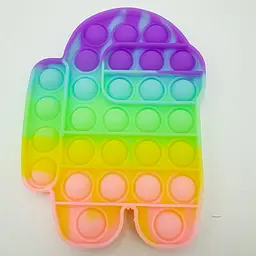 Сенсорна іграшка антистрес силіконова нескінченна пухирка поп іт UKC Pop It Fidget Амонг ас веселка неоновий світиться - мініатюра 5