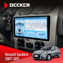 Штатна магнітола Renault Sandero 2007-2011 Decker D9-010 6x128, DSP, 4G, 2K Decker (НФ-00004786)