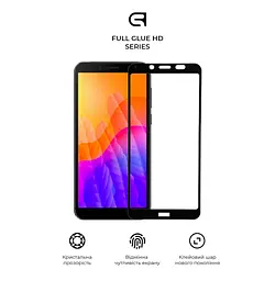 Захисне скло для HUAWEI Y5P, Full Glue HD, 2.5D, повністю прозоре, на весь екран, глянцеве, загартоване 9H, повне проклеювання по всій поверхні, з чорною рамкою, протиударне, кришталево чітке зображення, ArmorStandart (ARM58293) - мініатюра 2