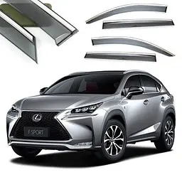 Дефлектори вікон вітровики Benke для Lexus NX 2014-2020 Хром Молдинг 3D Із Нержавіючої Сталі (BLXNX1423-W/S)