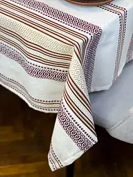 Лляна скатертина різдвяна з українським орнаментом Промінь 150х100 см - мініатюра 9