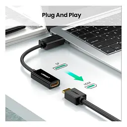 Перехідник Ugreen DisplayPort M - HDMI F 4K 30Hz чорний (40363) - мініатюра 3