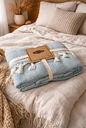 Плед-покривало Cotton Selonya бавовна блакитний євро 200х230 см TC303375961