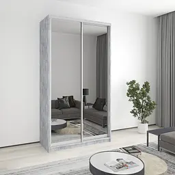 Шафа-купе дводверна MebelStar Стандарт AL 2 Дзеркала 130x45x240 см Бетон (MBS-3828)