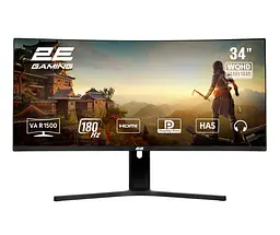 Монітор 2E Gaming 34" G3424B 2xHDMI DP VA 3440x1440 180Hz 1ms NTSC 85% CURVED FreeSync HAS teh0014152 - мініатюра 3
