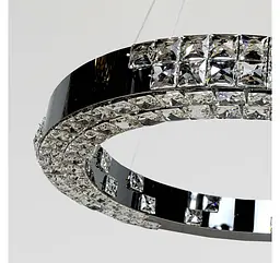 Кругла підвісна люстра світлодіодна Artlight 7712/600-BK темний хром зі скляними кристалами, пультом і трьома режимами - мініатюра 3