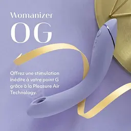Лубрикант Womanizer OG Lilac + 50 мл - Вакуумний вибратор для точки G, 17,6 см фиолетовый - миниатюра 5
