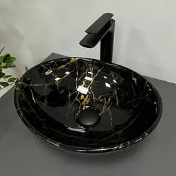 Умивальник VBI Parma marble black накладний VBI-011004, Чорний - мініатюра 2