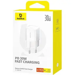 Мережевий зарядний пристрій Baseus GaN5S Fast Charger 1Type-C 30W EU P10162504213-00 White - мініатюра 5