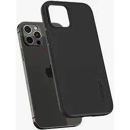 Оригінальний тонкий чохол Spigen для iPhone 12 Pro (6.1") Thin Fit Black ACS01696 - мініатюра 3