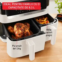 Подвійна фритюрниця з гарячим повітрям Tefal EY901AE0, 8,3 літра, 2700 Вт, Біла - мініатюра 3