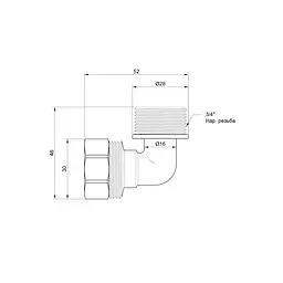Кут обтискний SD Plus 20x3/4" ЗР SD157W2020 - мініатюра 2