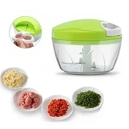 Універсальна ручна овочерізка подрібнювач із піддоном Easy Spin Cutter, Kitchen Master Салатовий 85348 - мініатюра 2