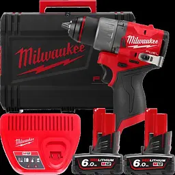 Дриль-шуруповерт акумуляторний безщітковий MILWAUKEE, M12 FDD2-602X, 45Нм (ЗУ, 2х6Аг. HDкейс)
