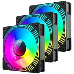 Вентилятор 120 мм GameMax KF300 чорний 3 шт. 120х120х25 мм RGB підсвічування 800-1600 об/хв 31.2 дБ 4-pin (PWM)/3-pin