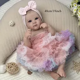 Лялька Реборн 48 см вініловая, реалістичний пупс у сукні принцеси Doll Reborn Baby Born К0100801 - мініатюра 3