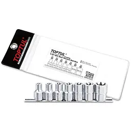 Комплект головок на планці 1/2" E10-E24 7од. Toptul hoz0007621