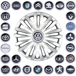 Ковпак колеса з емблемою Volkswagen SKS217 R14 сірий з логотипом на вибір 4 шт - мініатюра 2