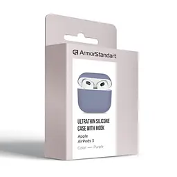 Силіконовий чохол для навушників Apple AirPods 3, Ultrathin Silicone Case, фіолетовий, захисний чохол, ультратонкий і легкий, захист від подряпин і пилу, м"який силікон, ArmorStandart (ARM60292) - мініатюра 3