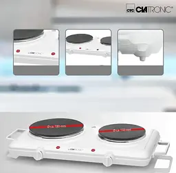 Електрична плита Електроплитка Clatronic DKP 3583 2 конфорки 2500W - мініатюра 3