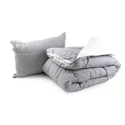 Ковдра зимова силіконова Руно Grey White 140х205 см з подушкою 50х70 см
