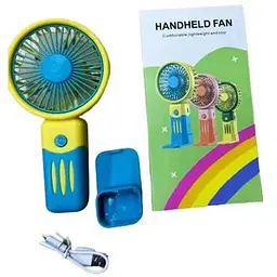Портативний ручний вентилятор Hand Mini Fan на акумуляторі з ручкою т підставкою міні вентилятор USB Жовтий