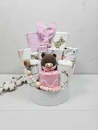 Букет з пелюшок для немовлят a.l.babybox Зірки Біло-рожевий (BU 18311500)