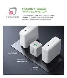 Зарядний пристрій AR371 GaN 30W White, 2 порти USB-C і USB-A, підтримка Power Delivery 3.0 і PPS, швидка зарядка для планшетів Apple, Samsung, Xiaomi і смартфонів, ArmorStandart (ARM77549) - мініатюра 4