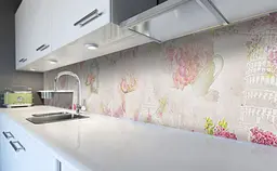 Вініловий кухонний фартух Квіти і пам'ятки наклейка ПВХ Абстракція Рожевий 60х200 см Happy Pocket Z181531