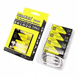 Набір акумуляторів LiitoKala Lii-USB-9V 4 шт 1100 мА·год з USB Type-C з кабелем заряджання