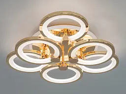 Стельова люстра з диммером і LED підсвічуванням, колір золото, 85W - мініатюра 3