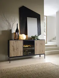 Комод з підсвіткою Perfect Home Сенто / Sento K154 3-дверний Чорний/дуб вотан (PFH-091488) - мініатюра 2